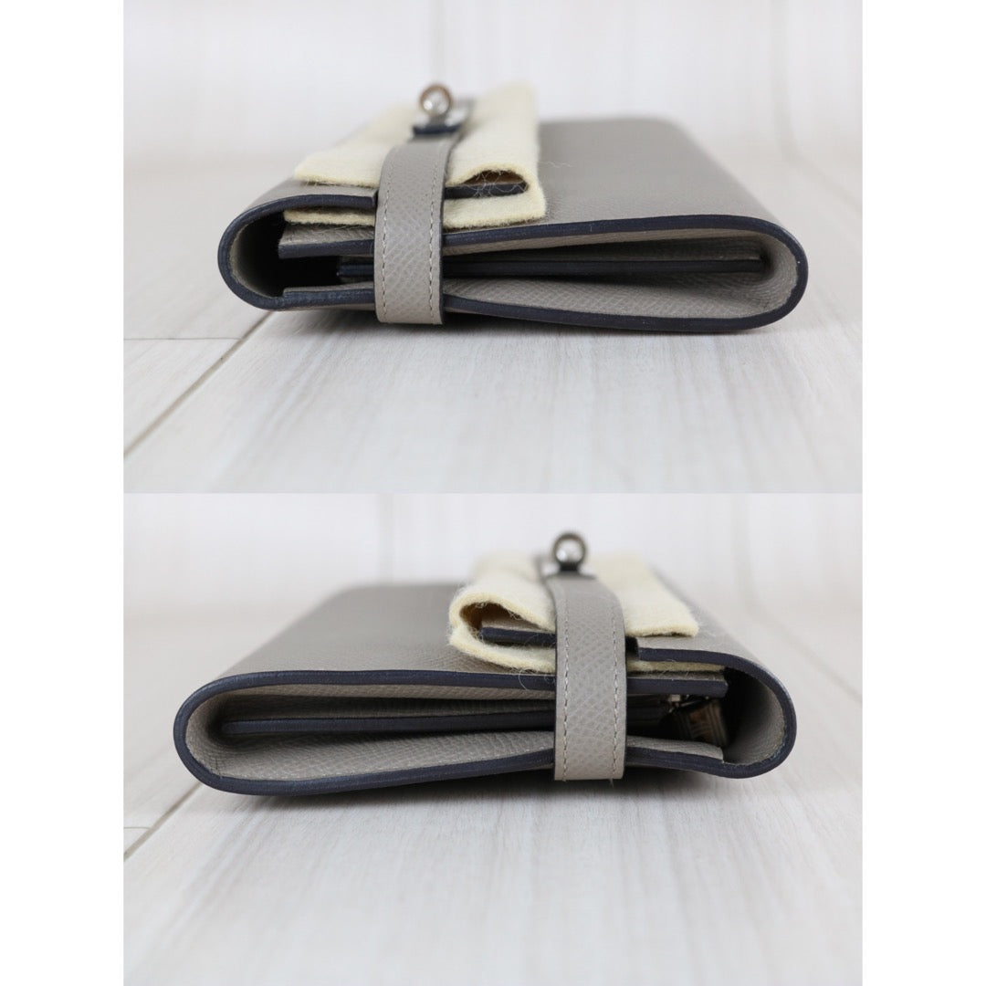 Include Entrupy Certificate of Authenticity｜Excellent（Rank SA)｜ HERMES Epson Kelly Long Wallet  C Stamp Gris Asphalte Made In 2018Year｜W26030403
