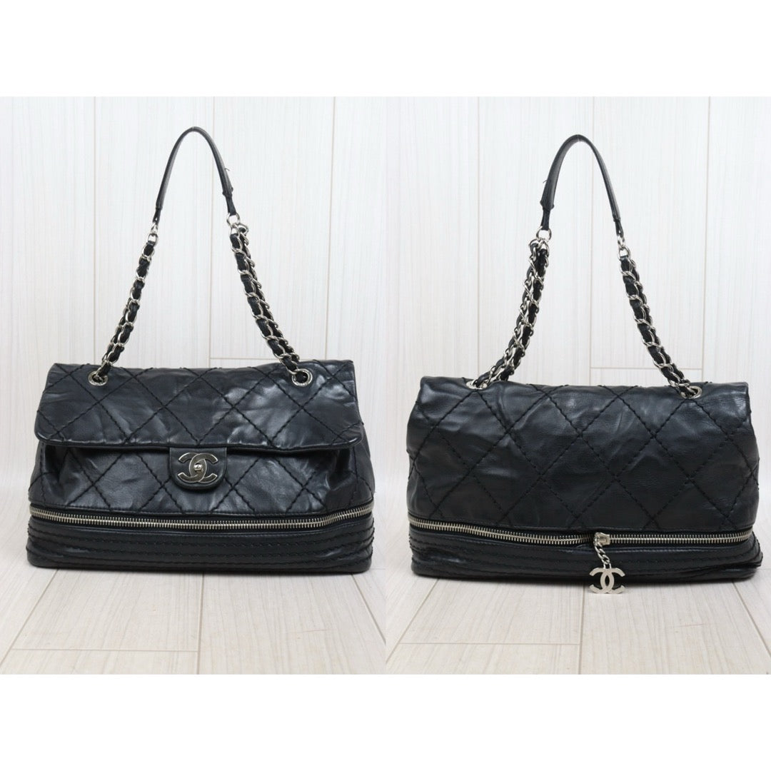 Good ( Rank AB)｜ CHANEL Calf Leather  Matrasse Chain Shoulder Bag Black Made In 2006- 2008Year｜Y25110424