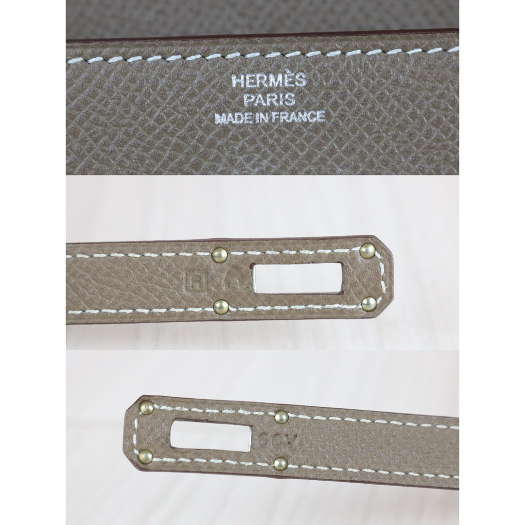 Very Good ( Rank A)｜ HERMES Epsom Kelly Wallet Gray □R Stamp Made In 2014 Year｜W25060311