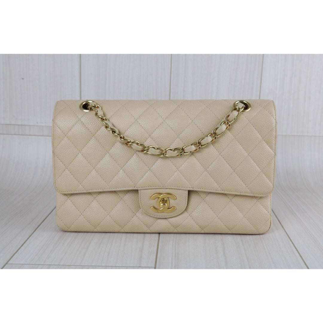 Include Entrupy Certificate of Authenticity｜Very Good ( Rank A)｜ CHANEL Caviar Skin Calf Leather Double Flap 25 Shoulder Bag  Made in 2009-2010 Year｜S26051701