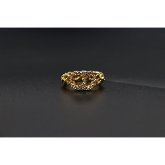 Very Good ( Rank A) ｜ Dior Rhinestone Golden Plated Ring M Size ｜V25110624