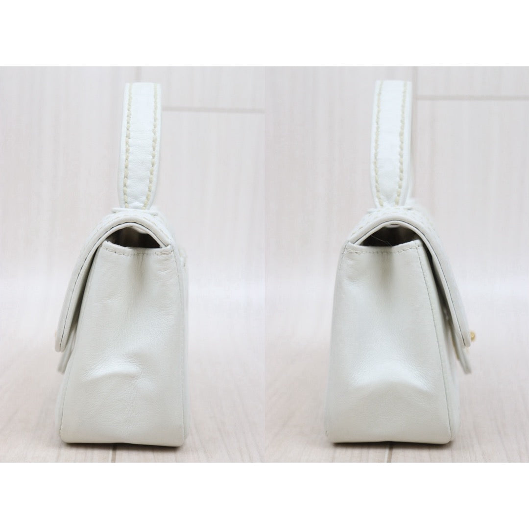 Good ( Rank AB)｜CHANEL Calf Leather White Mini  Vintage Kelly Handbag  Made In 2004-2005Year｜Y25110418