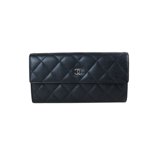 Include Entrupy Certificate of Authenticity｜Very Good ( Rank A)｜CHANEL Caviar Skin Black Long Wallet Made In 2014Year｜X26061203