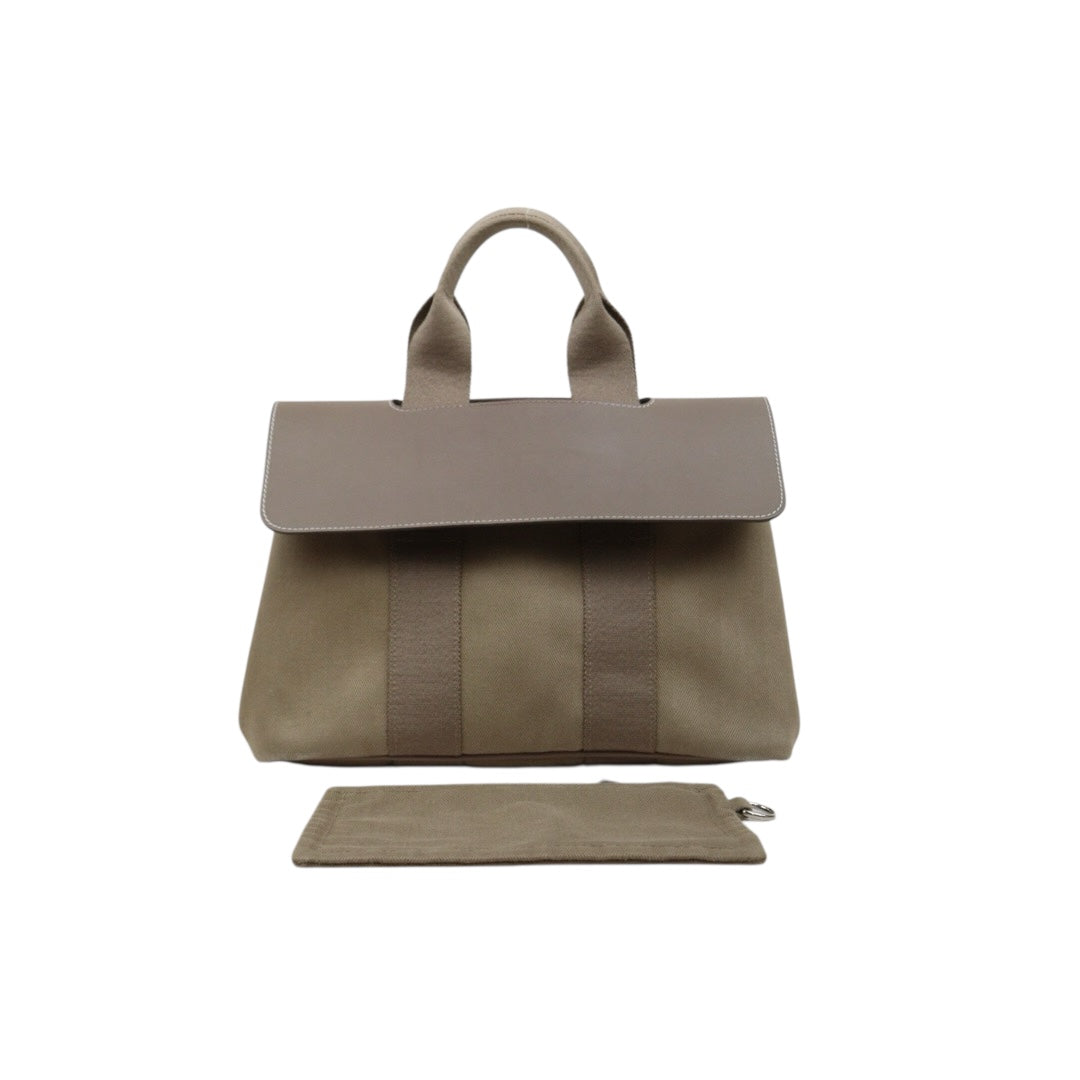 Good ( Rank AB)｜ HERMES Valparaiso Canvas Milk Tea Brown HandBag With Pouch PM｜25102004