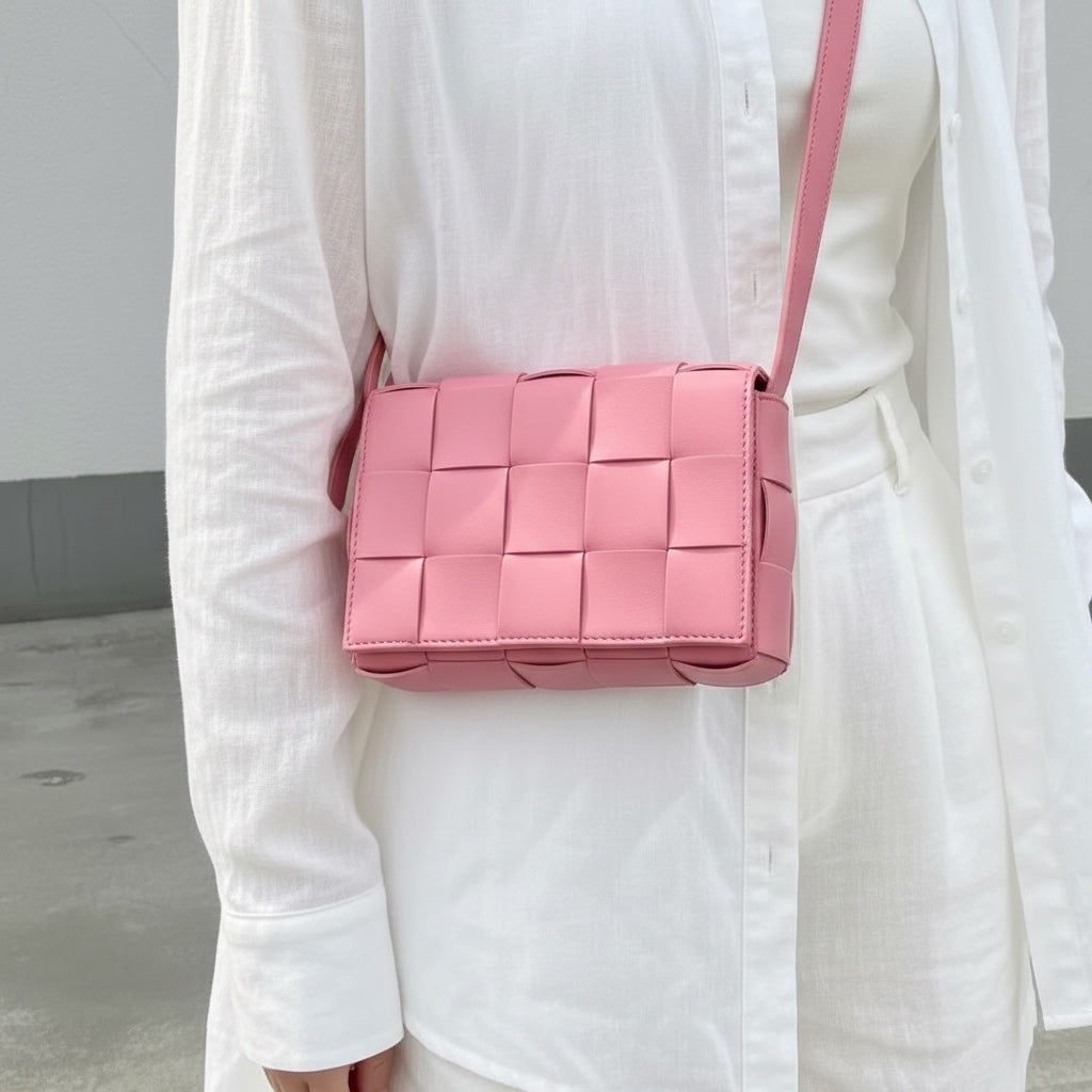 Include Entrupy Certificate of Authenticity｜Very Good ( Rank A)｜ Bottega Veneta Lamb Skin 2020 Cassette Shoulder Bag Pink｜S26041411