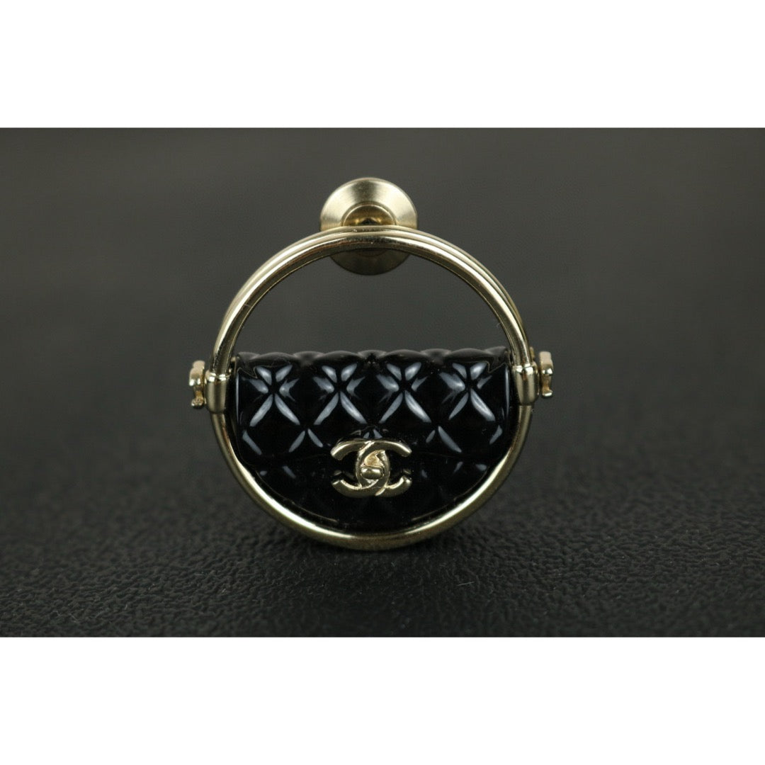 Excellent（Rank SA）｜ CHANEL  Coco Mark Flip Bag Ring  Brooch Black｜F25021114
