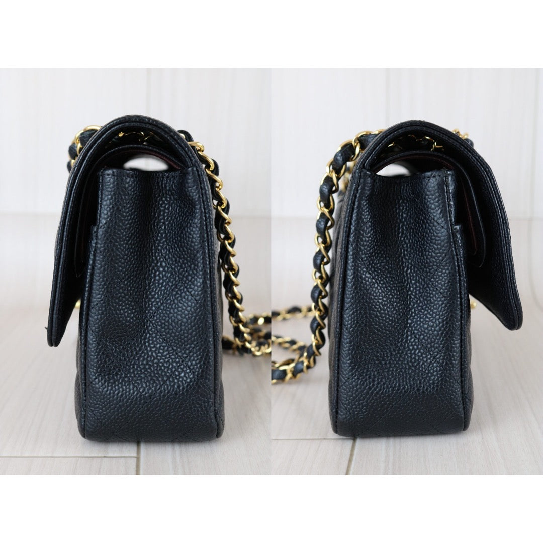 Excellent（Rank SA）｜   CHANEL Caviar Skin  Matrasse Double Flap 25 Shoulder Bag Black Made In 2014-2015Year｜S26030601