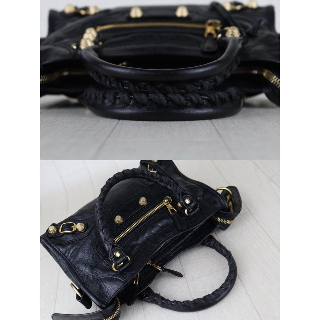 Very Good ( Rank A)｜Balenciaga Goatskin  Edge Classic City PM Black HandBag Shoulder Bag Current Model ｜S26020401