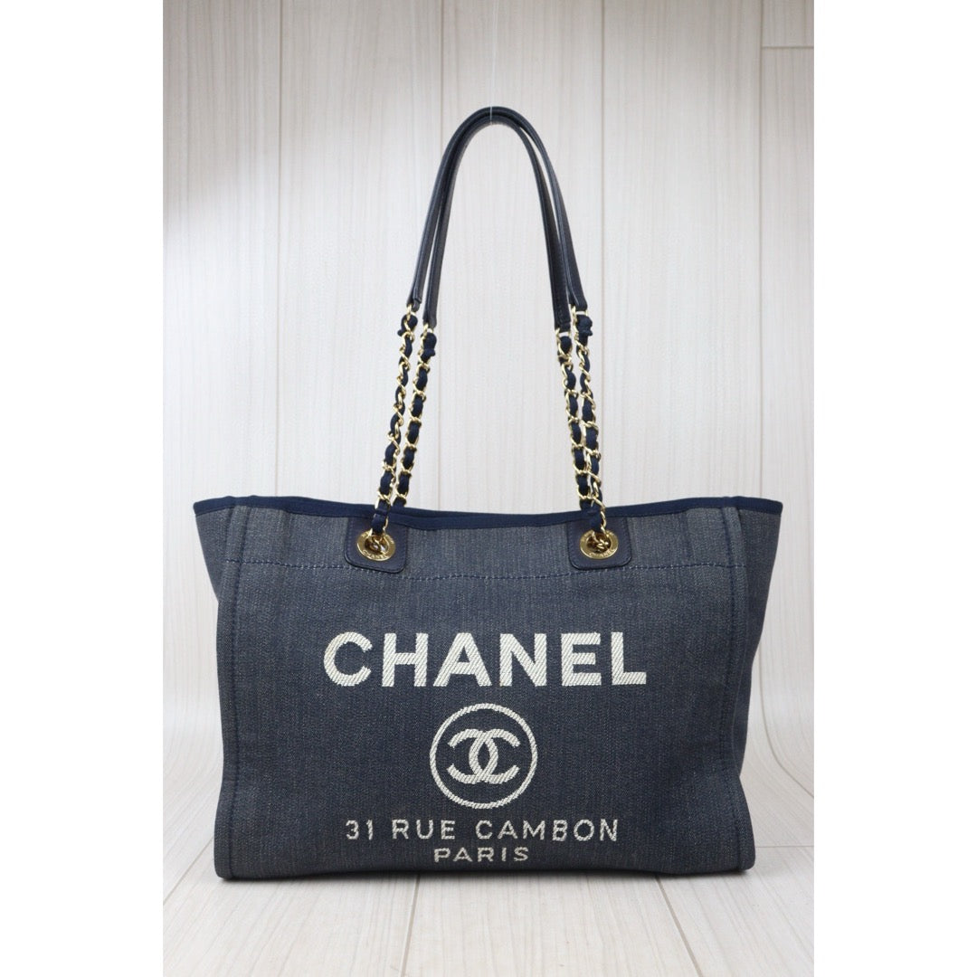 Good ( Rank AB)｜ CHANEL Canvas Tote Bag Navy  Made In 2012-2013 Year｜24080901