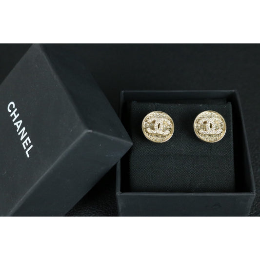 Very Good ( Rank A) ｜ CHANEL C23P Coco Mark  Rhinestone Golden  Earrings Made In 2023Year｜S26013103