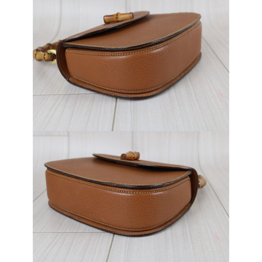 Include Entrupy Certificate of Authenticity｜Good ( Rank AB)｜  GUCCI Bamboo Calf Leather Caramel HandBag ShoulderBag ｜S26073107