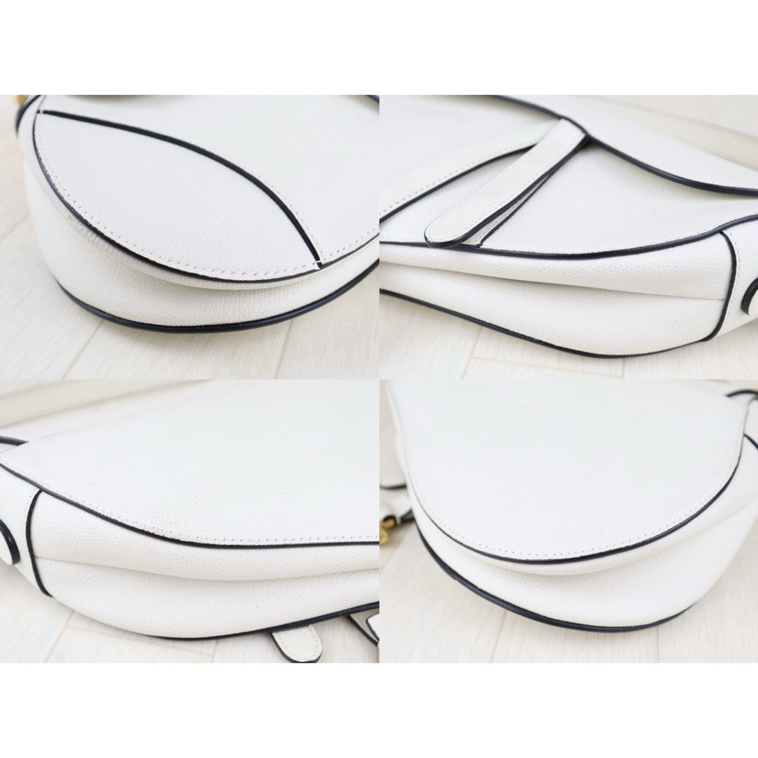 Good ( Rank AB)｜  Dior Calfskin Medium Saddle Bag White   ｜H25042219