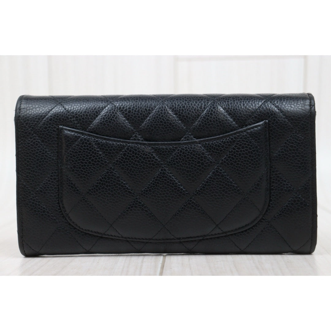 Good ( Rank AB) ｜CHANEL Caviar Skin Black Long Wallet Made In 2019-2020Year｜25112107