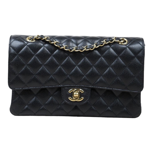 Rank A｜ CHANEL Caviar Skin Matrasse Double Flap 25 Shoulder Bag Black Made In 2018 Year  ｜S24061726