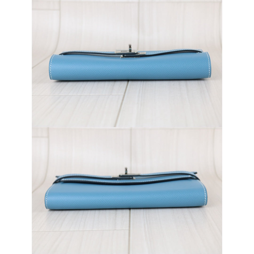 Excellent（Rank SA)｜ HERMES Epson Kelly Long Wallet Blue Jean □O Stamp Made In 2011Year｜X25121403