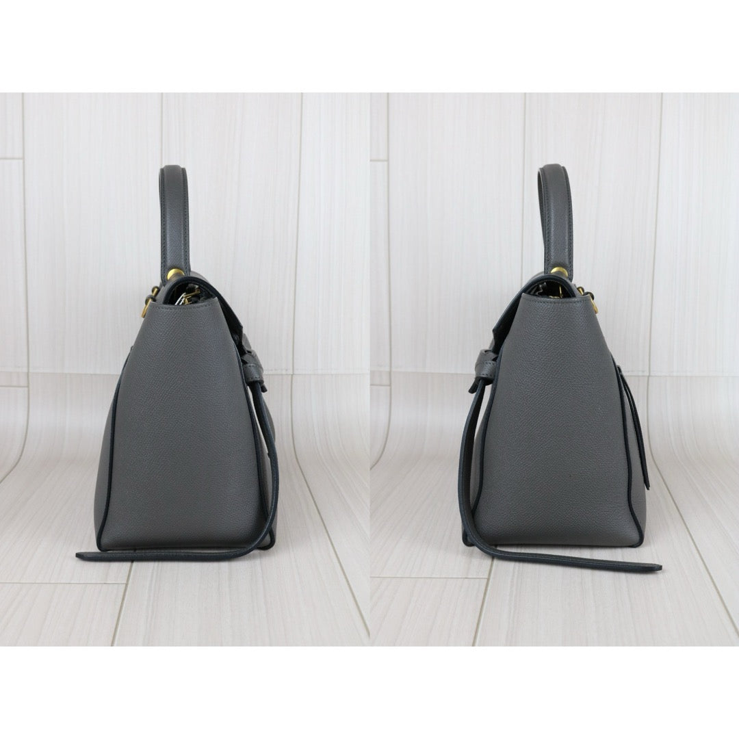 Very Good ( Rank A)｜CELINE Leather Calf Belt Micro Handbag Shoulder Bag Gray｜S25051304