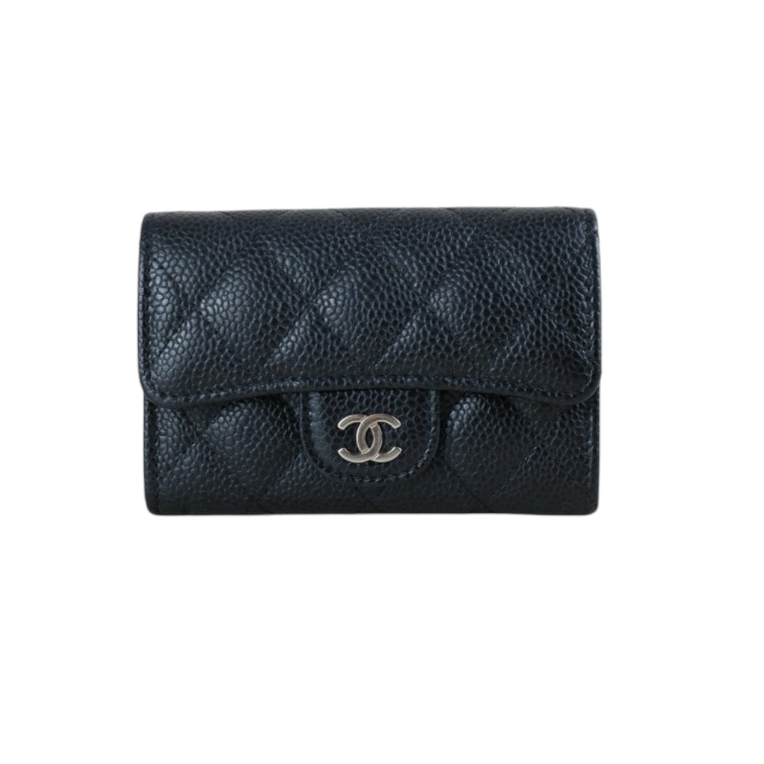 Very Good ( Rank A) ｜CHANEL Caviar Skin Leather Calf Leather  Card Holder Black Made In 2018-2019 Year｜S24110801