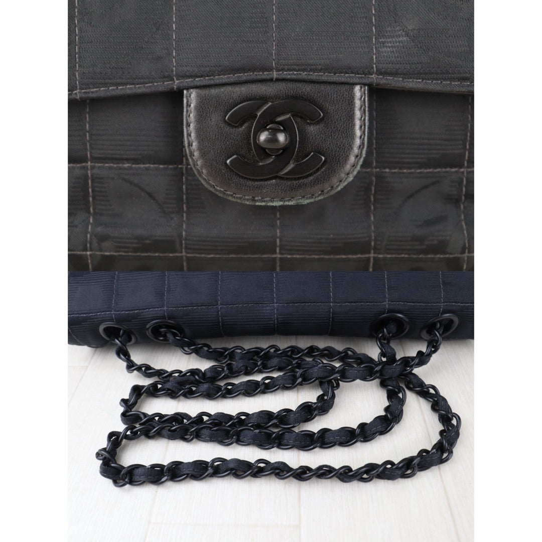 Include Entrupy Certificate of Authenticity｜Good ( Rank AB)｜CHANEL Chocolate Bar Canvas So Black Flap Made In 2002-2003 Year｜S26090745