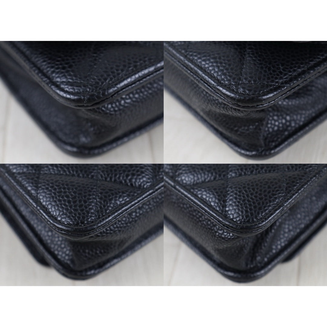 Include Entrupy Certificate of Authenticity｜Very Good ( Rank A)｜CHANEL Caviar Skin WOC Chain Bag Black Made In 2020-2021Year｜S26090402