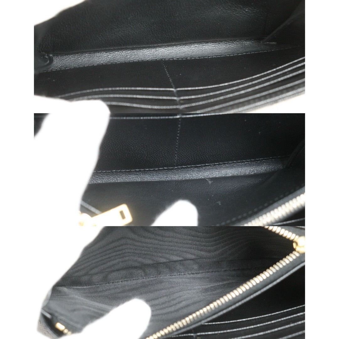 Include Entrupy Certificate of Authenticity｜Good ( Rank AB)｜  Saint Laurent YSL Caviar Skin Long Wallet   Black ｜26091401