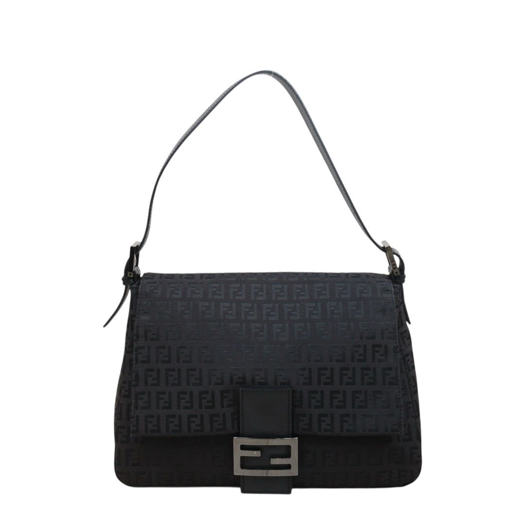 Good ( Rank AB)｜ FENDI Zucca Mamma Baguette Shoulder Bag Black ｜25102306