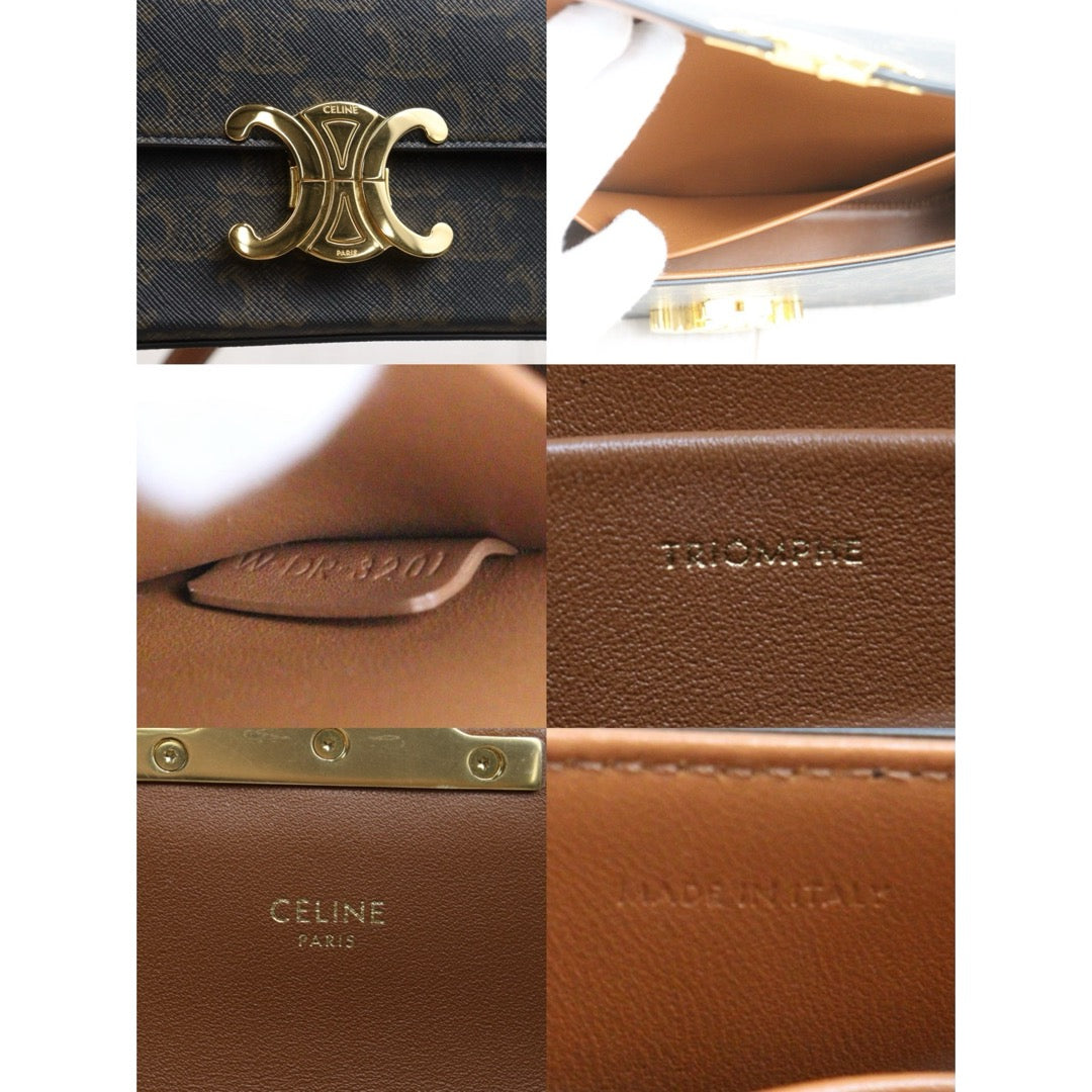 Very Good ( Rank A)｜ CELINE Macadam Triomphe Shoulder Bag  Golden Hardware｜S25110416