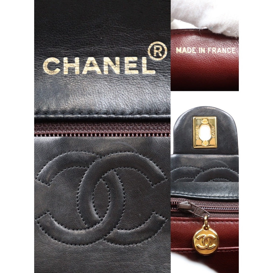 Rank A｜ CHANEL Black Lanbskin Square 17 Shoulder Bag Made In 1989～1991Year ｜24060321