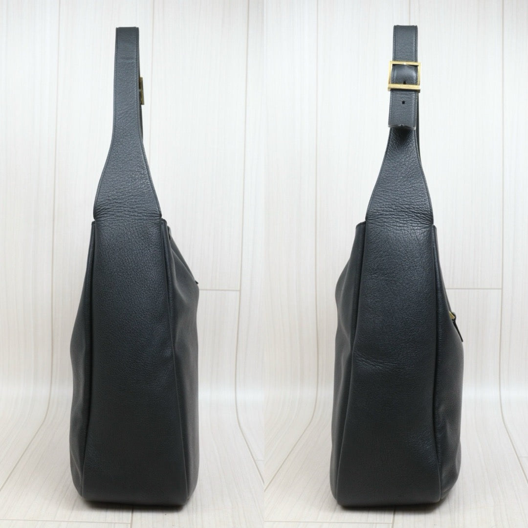 Include Entrupy Certificate of Authenticity｜Good ( Rank AB)｜  Saint Laurent YSL Calf Leather Hobo Shoulder Bag Black MM｜S26060618