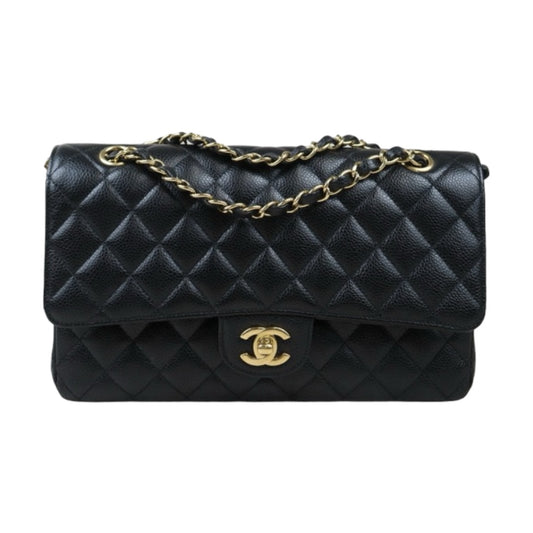 Very Good ( Rank A)｜ CHANEL Caviar Skin Matrasse Double Flap 25 Shoulder Bag Black ｜S24071441