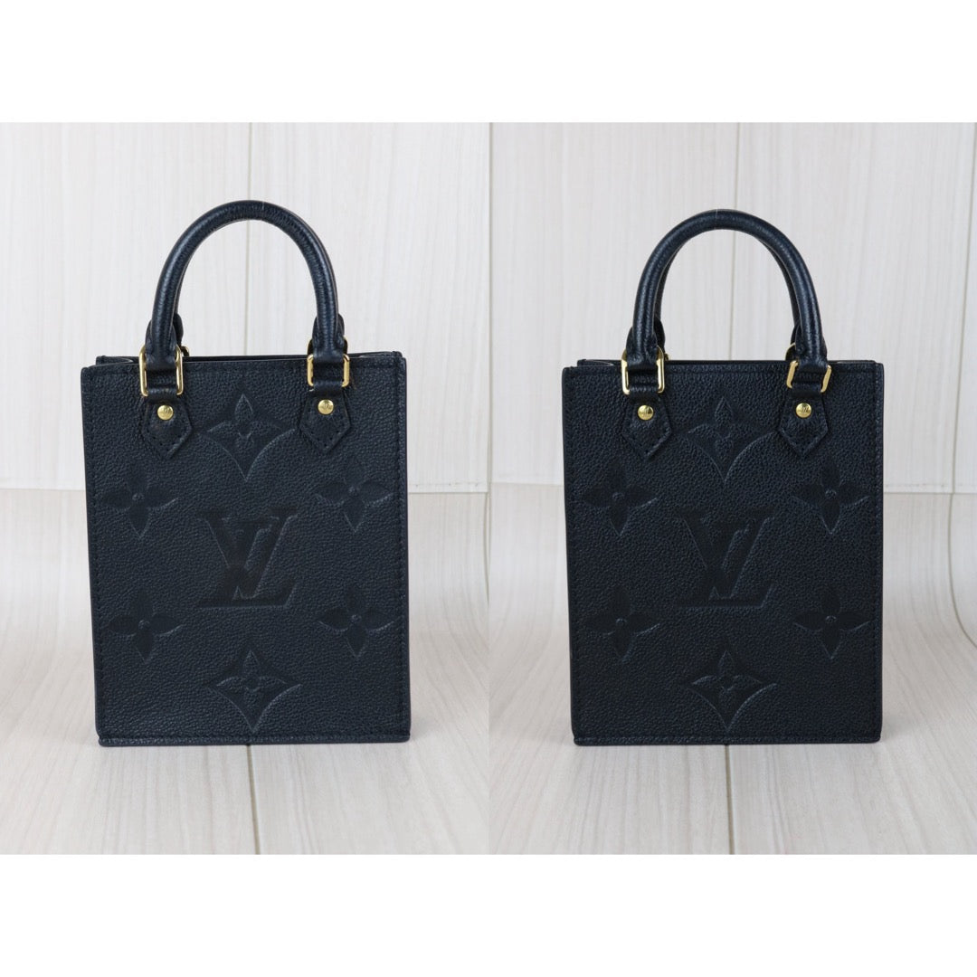 Include Entrupy Certificate of Authenticity｜Very Good ( Rank A)｜Louis Vuitton Monogram Empreinte Petit Sac Plat MINI Tote Bag Shoulder Bag Black IC Chips Model｜S26053006
