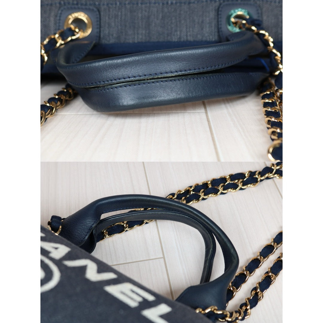 Rank AB｜ CHANEL Canvas Tote Bag Navy Made in 2012-2013 Year ｜S24073002