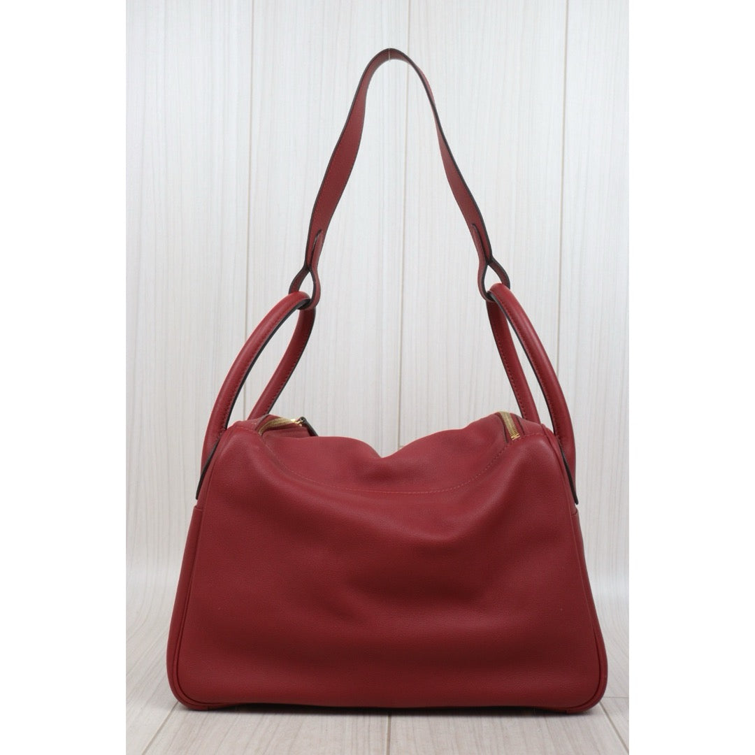 Good ( Rank AB)｜ Hermes Lindy30 Swift Leather Golden Hardware Shoulder Bag X stamp Made In 2016Year Red ｜L25111602
