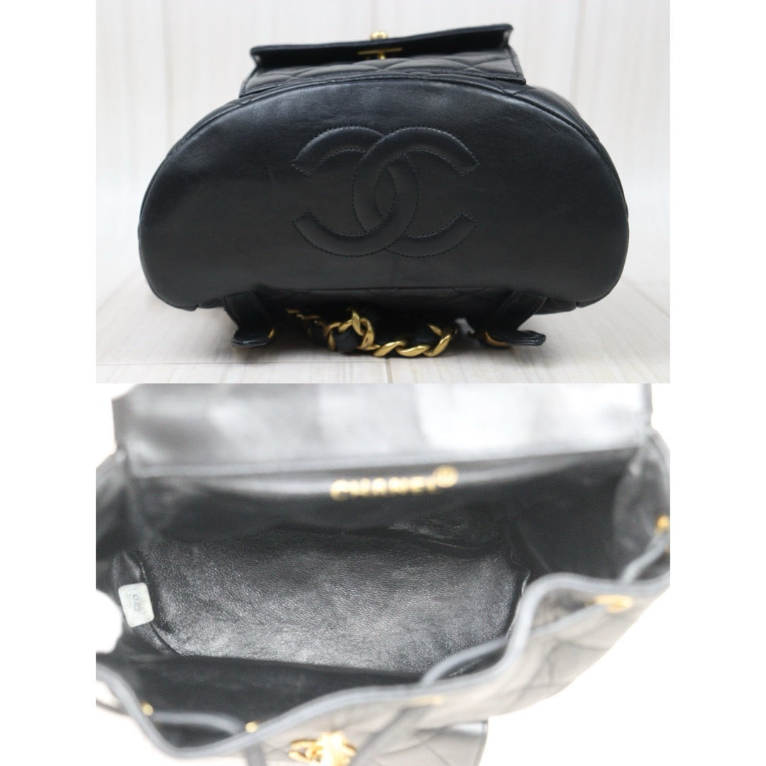 Good ( Rank AB)｜CHANEL  Lamb Skin Duma Backpack  Black Made in 1996-1997 Year｜P24092404