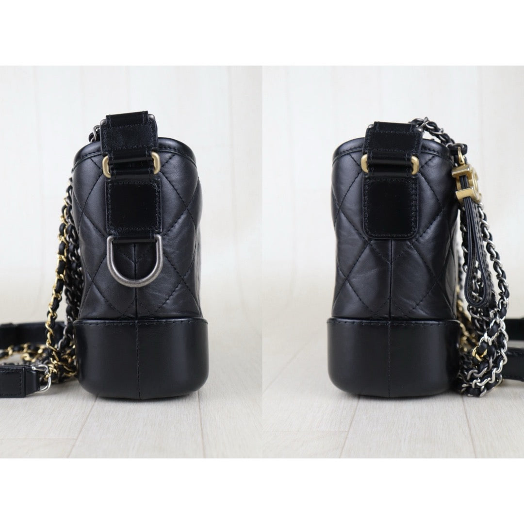 Include Entrupy Certificate of Authenticity｜Very Good ( Rank A) ｜CHANEL PM Gabrielle Calf Leather Shoulder Bag Black Made In 2020-2021Year｜S26062513