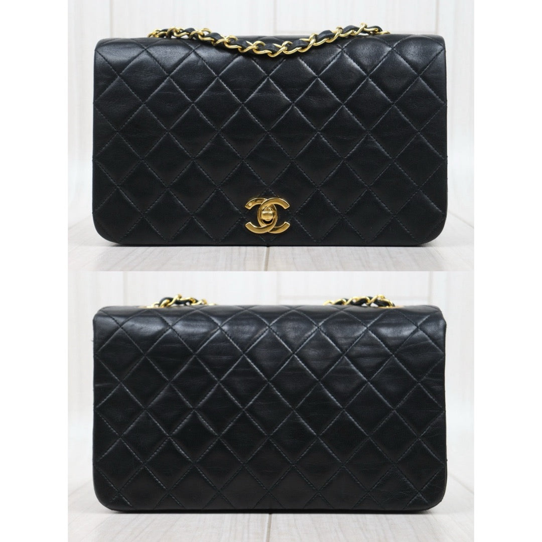 Very Good ( Rank A)｜ CHANEL Matrasse Lamb Skin Chain Bag Black Made in 1989-1991 Year｜P25051610