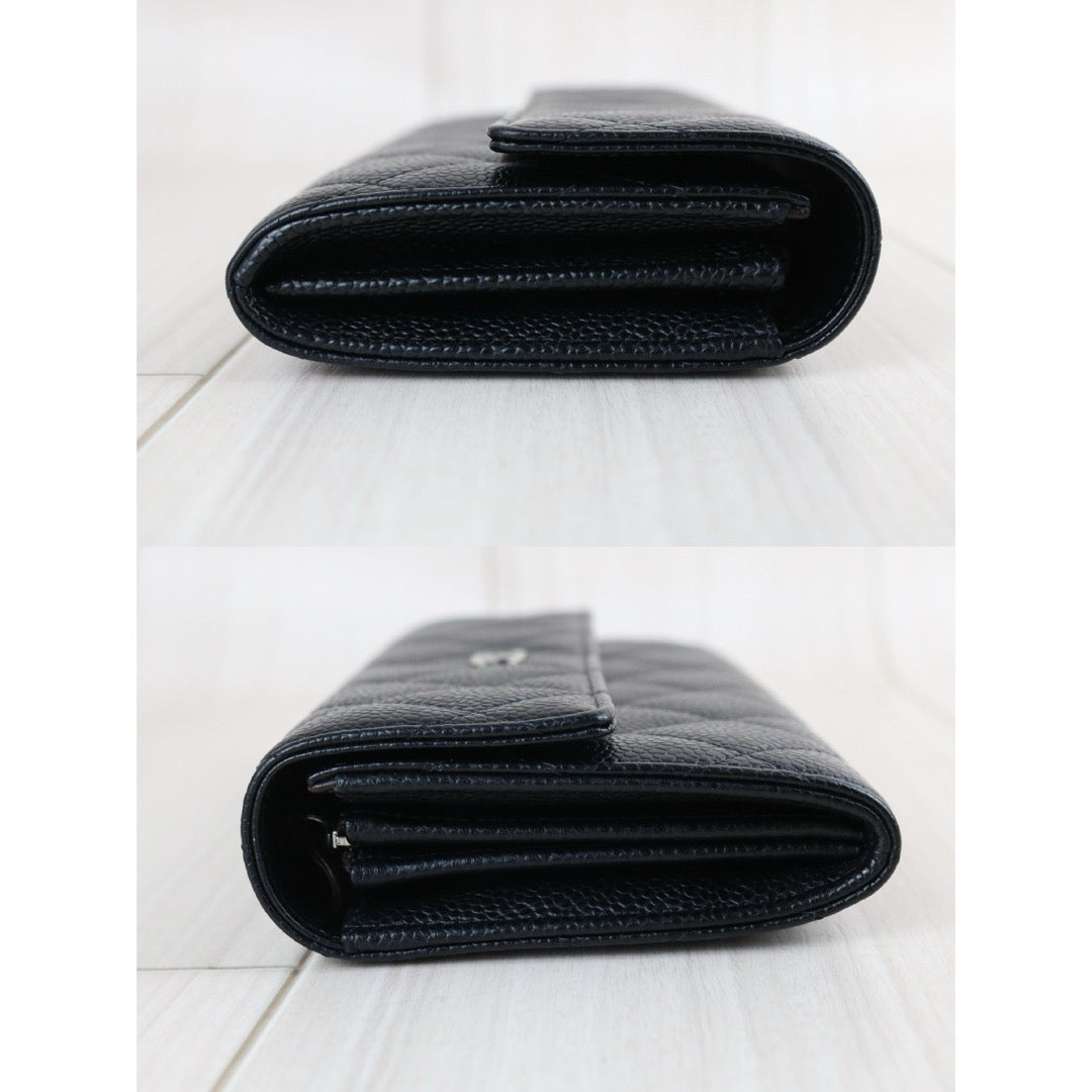 Include Entrupy Certificate of Authenticity｜Very Good ( Rank A)｜CHANEL Caviar Skin Black Long Wallet Made In 2014Year｜X26061203