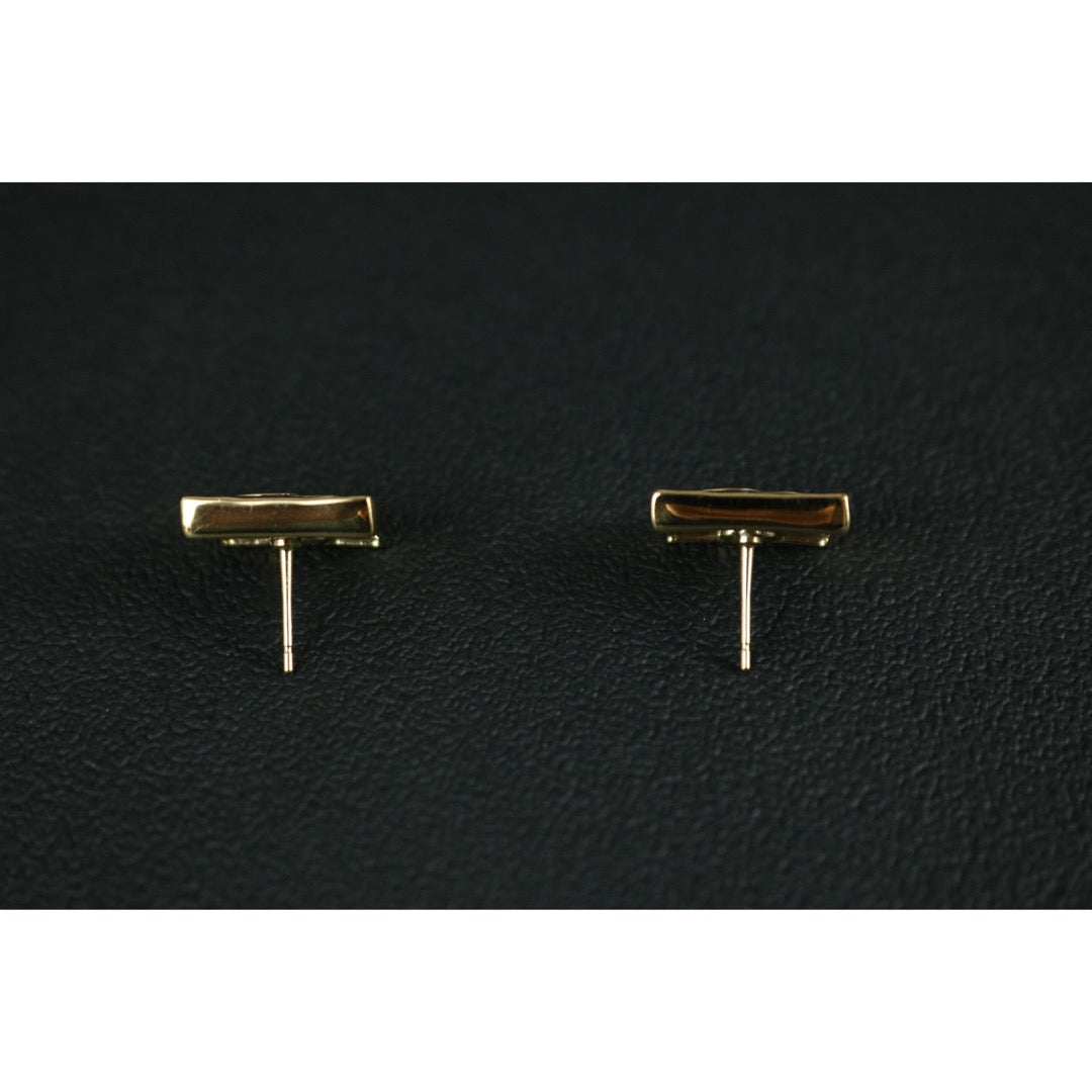 Include Authentic Detective Certificate of Authenticity｜Very Good ( Rank A) ｜CHANEL B23S Coco Mark Leather Block Earrings Made In 2023 Year ｜S26080109