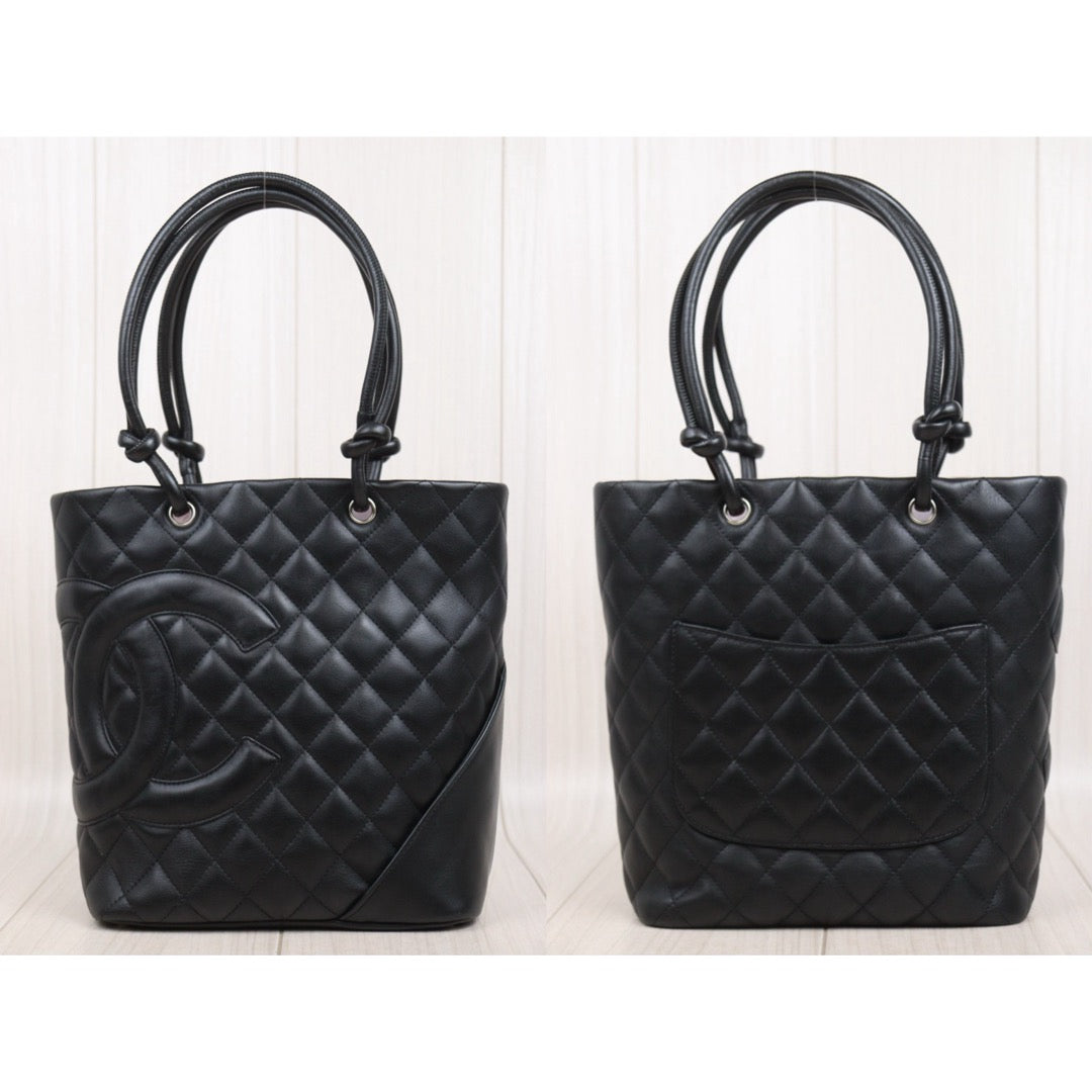 Very Good ( Rank A)｜ CHANEL Cambon Line Calf Leather So Black Tote Bag MM Made In 2004-2005Year｜25090207