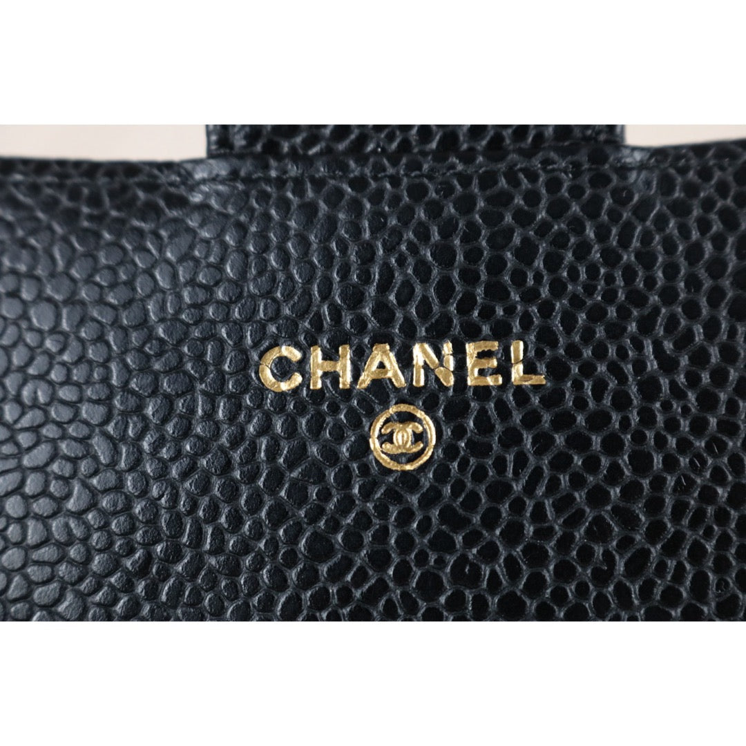 Very Good ( Rank A) ｜Chanel Caviar Skin Black  Wallet Made In 2018Year ｜S25063002