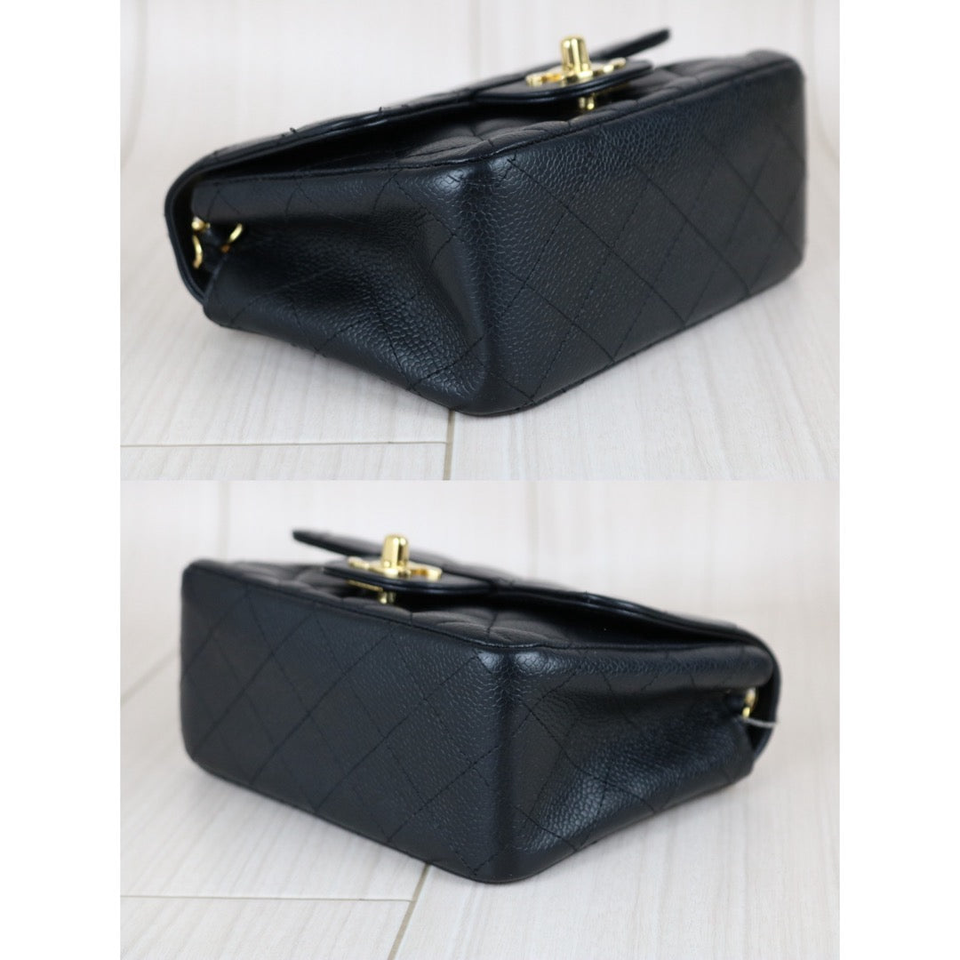 Include Entrupy Certificate of Authenticity｜Good ( Rank AB)｜ CHANEL  Mini Matrasse  Caviar Skin 17 Flap 24k gold plated  Shoulder Bag Made in 2006-2008 Year｜S26031512
