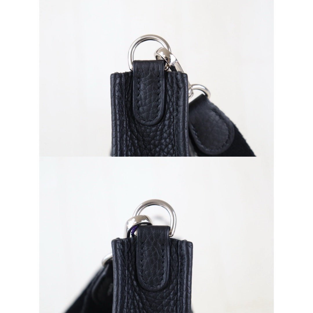 Include Entrupy Certificate of Authenticity｜Very Good ( Rank A)｜ HERMES TC Leather Mini Evelyn 16 Shoulder Bag Black Y Stamp Made In 2020Year｜S26030827