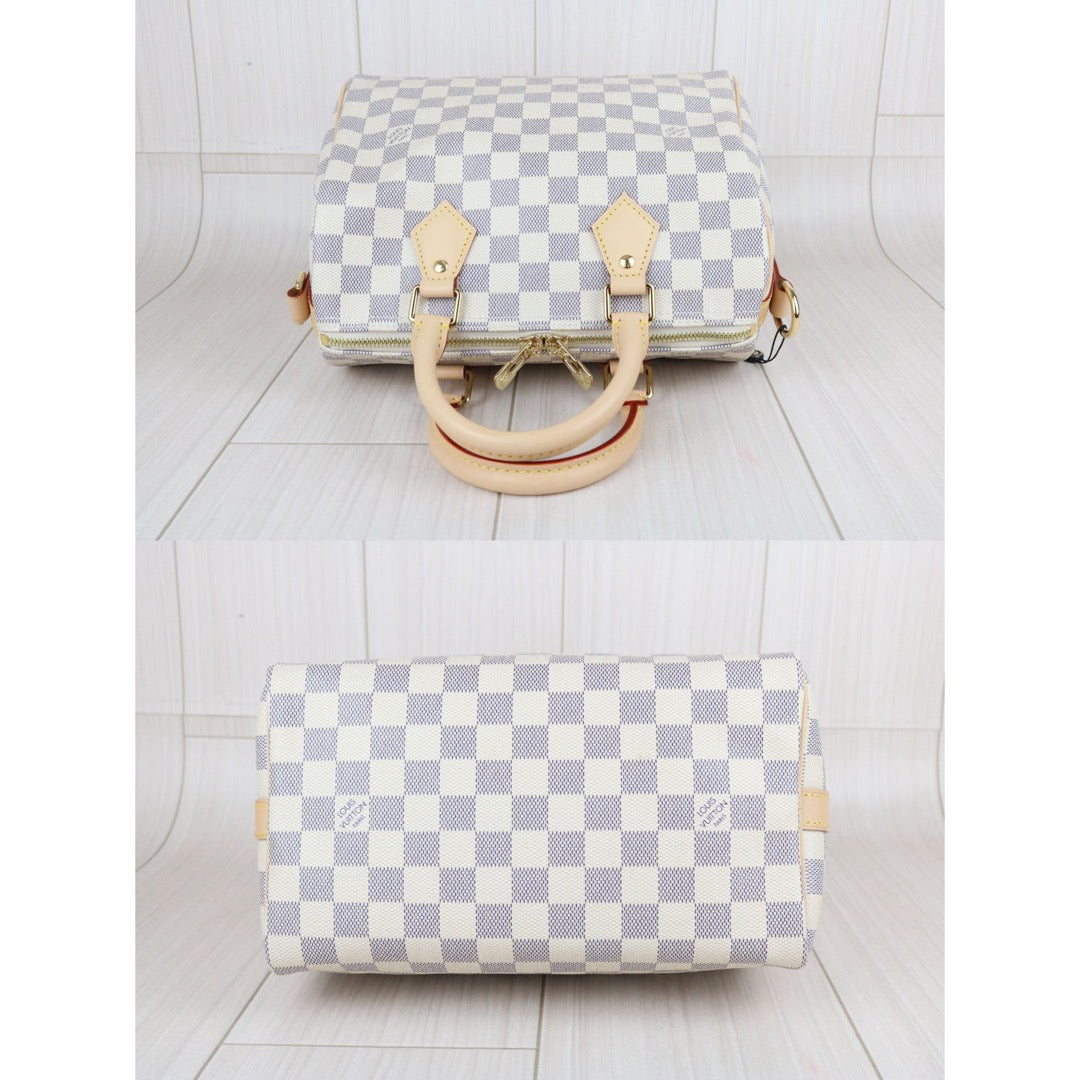 Include Entrupy Certificate of Authenticity｜Excellent（Rank SA） ｜ Louis Vuitton Damier Azur Speedy 25 Hand Bag With Shoulder Strap IC Chips Model｜X26100706