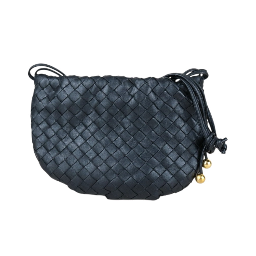 Very Good ( Rank A)｜ Bottega Veneta Lamb Skin  the bulb Braid  Shoulder Bag Black｜X25042314