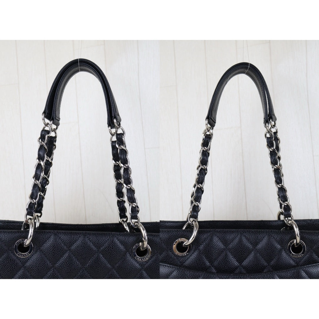 Very Good ( Rank A) ｜ CHANEL Caviar Skin Matrasse Chain GST Tote Bag  Black  Made In 2014-2015Year｜S25121115