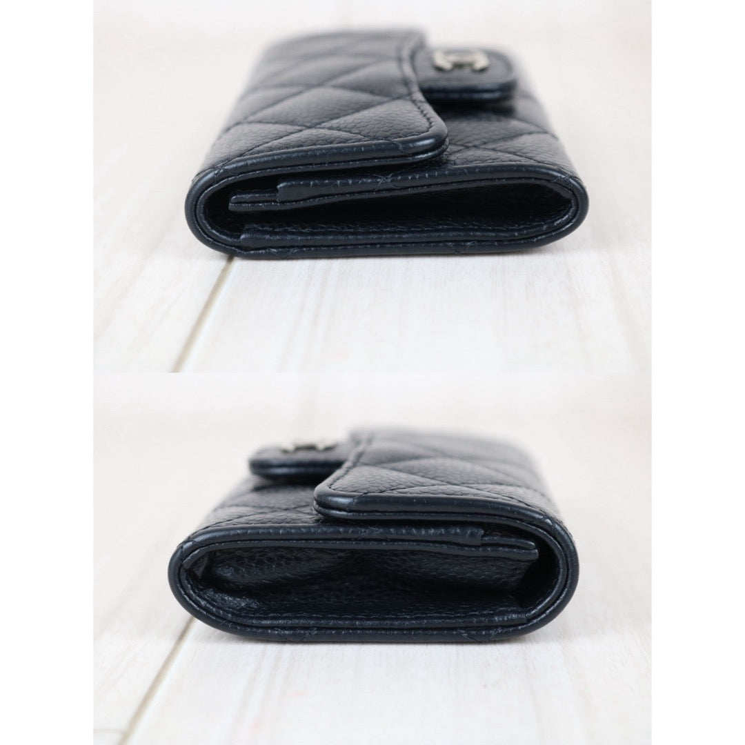 Include Entrupy Certificate of Authenticity｜Very Good ( Rank A)｜CHANEL Caviar Skin Black Card Holder Made In 2017Year｜S26060134