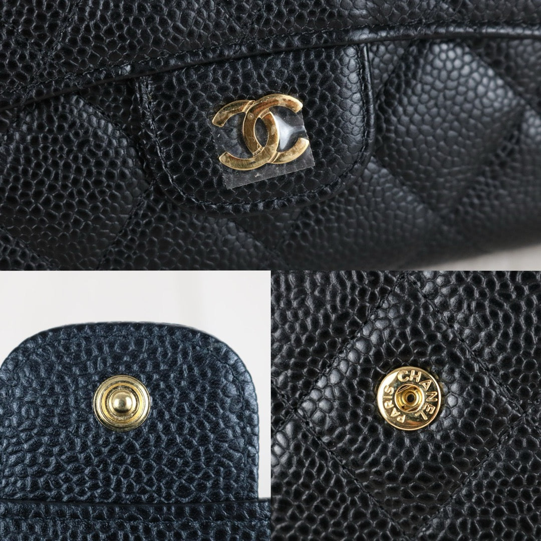 Excellent（Rank SA）｜Full Set CHANEL Caviar Skin Black Long Wallet Made In 2014- 2015Year｜X25092701