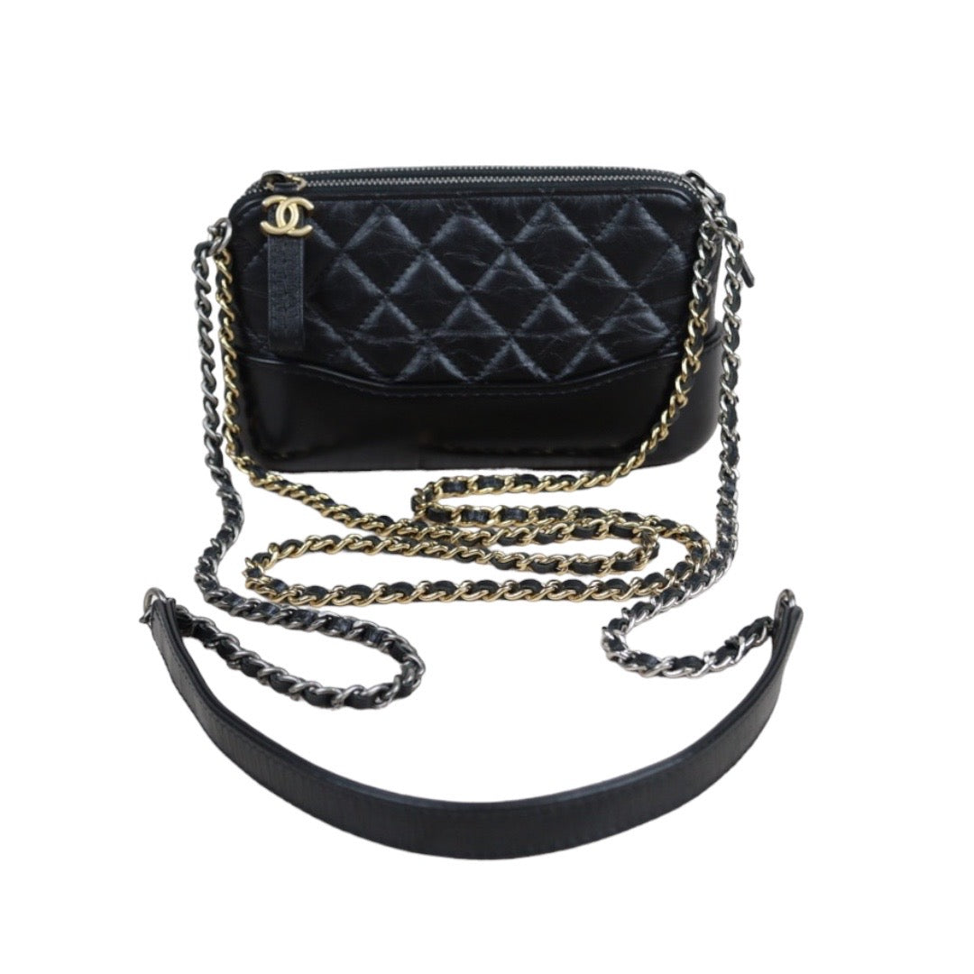 Rank A｜Chanel Mini Gabrielle Aged Calfskin Shoulder Bag Black Made in 2018-2019 Year｜23112716