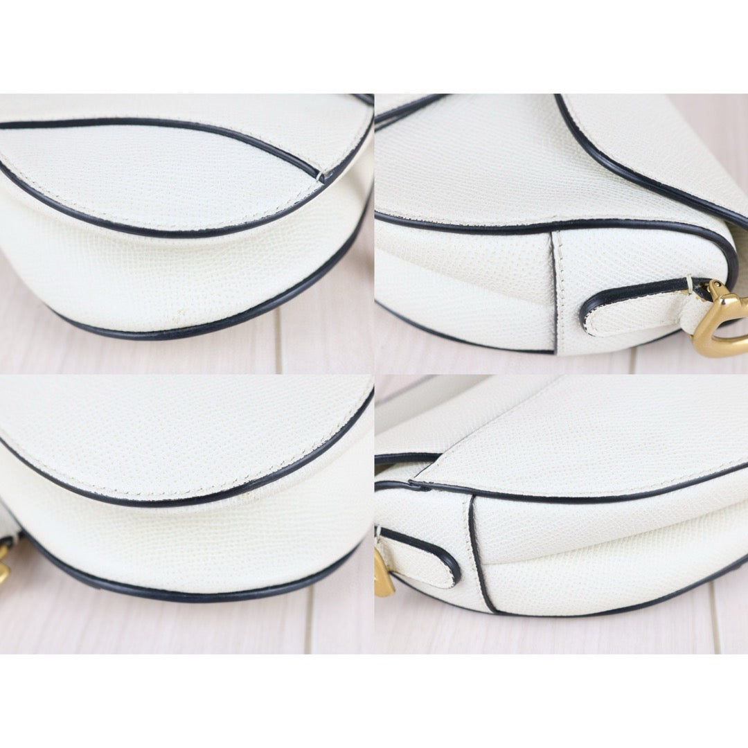 Good ( Rank AB)｜  Dior Calfskin Medium Saddle Bag White   ｜B25041501