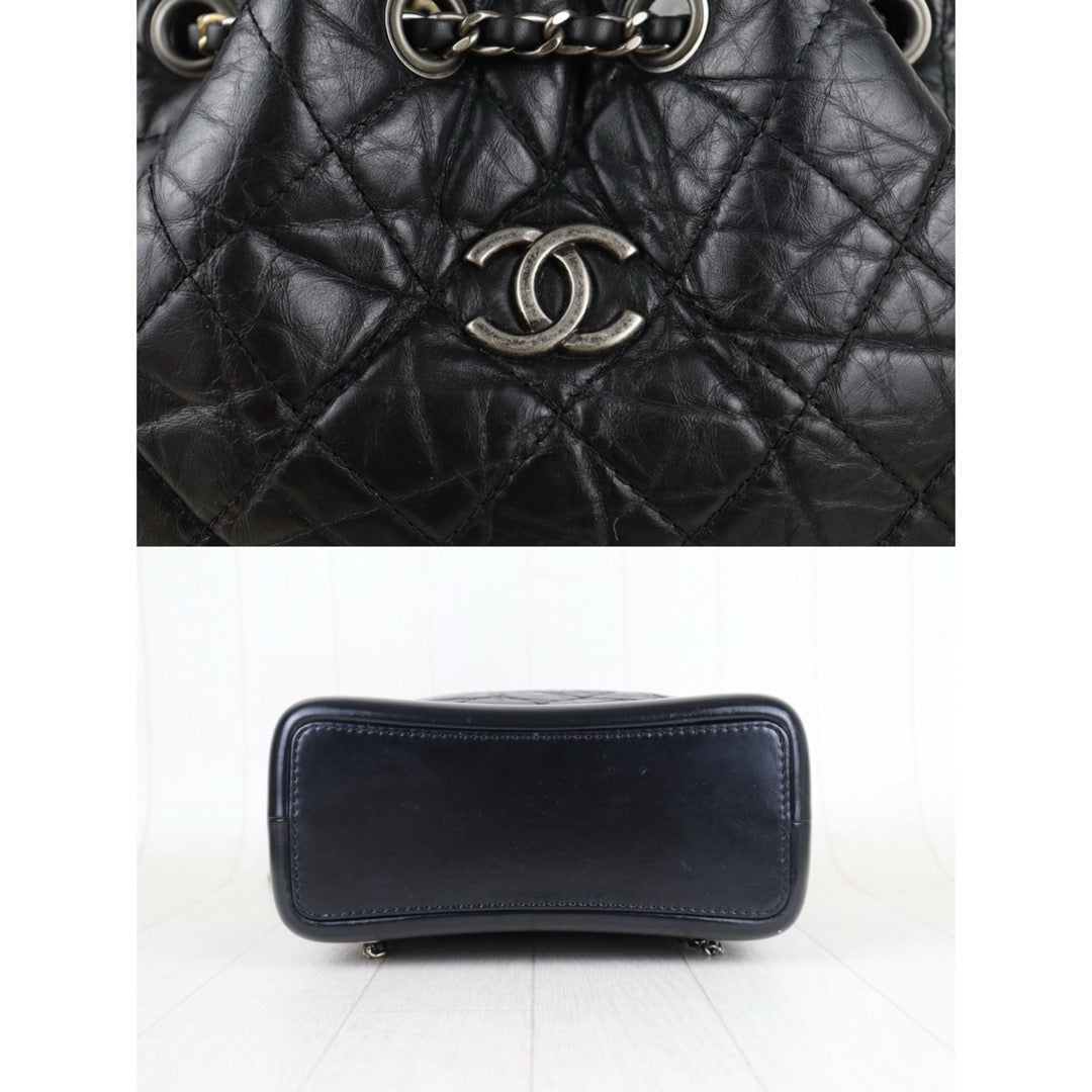 Include Entrupy Certificate of Authenticity｜Good ( Rank AB)｜CHANE Calf Leather Gabrielle Aged Backpack  Black Made in 2019-2020Year｜S26040502