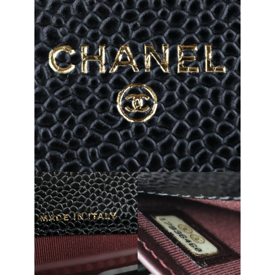 Excellent（Rank SA）｜CHANEL Caviar Skin Black Long Wallet Made In 2012 - 2013 Year｜S24122608